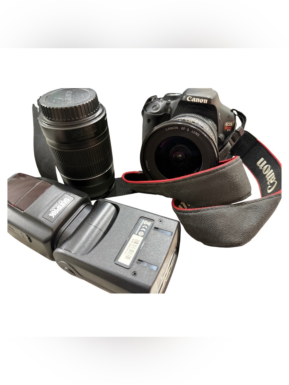 Canon EOS Rebel T3i DSLR Camera 2 Lenses Flash Bag 10-22mm 55-250mm